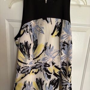 Chaps Black & Colorful Sleeveless Dress Size 10